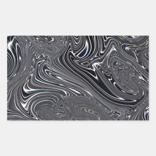 白黒抽象芸術デジタルアート 長方形シール (正面)