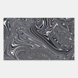 白黒抽象芸術デジタルアート 長方形シール