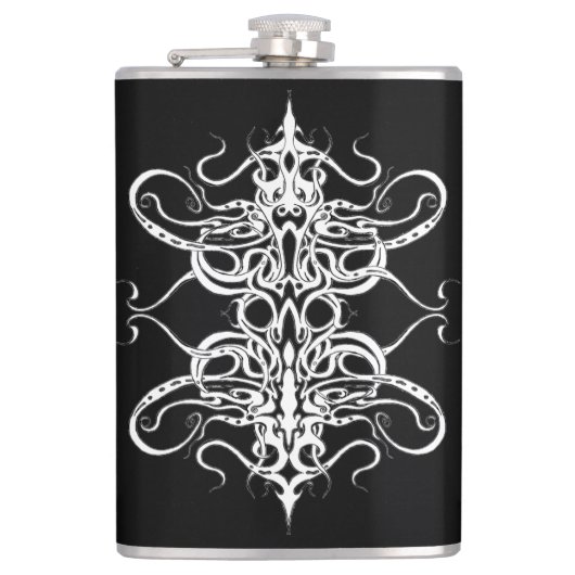 白黒抽象芸術トライバルデザイン フラスク (正面)