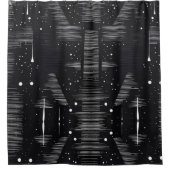 白黒抽象芸術ドロップスタイル1 シャワーカーテン (正面)