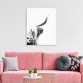 白黒抽象芸術ハイランド牛 キャンバスプリント (インサイチュ (リビング))