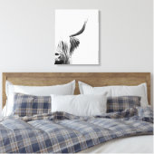 白黒抽象芸術ハイランド牛 キャンバスプリント (インサイチュ (寝室))