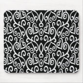 白黒抽象芸術ハートパターン マウスパッド (正面)