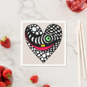 白黒抽象芸術ハート スタンダードカクテルナプキン (インサイチュ)