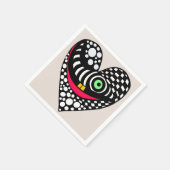 白黒抽象芸術ハート スタンダードカクテルナプキン (角)