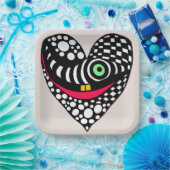 白黒抽象芸術ハート ペーパープレート (パーティー)