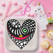 白黒抽象芸術ハート ペーパープレート (パーティー)