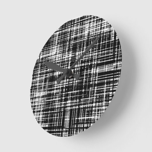 白黒抽象芸術パタストライプーン ラウンド壁時計 (傾斜)