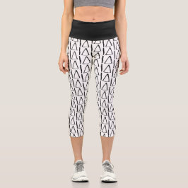 白黒抽象芸術パターンカプリレギンス カプリレギンス