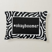 白黒抽象芸術パターンハッシュタグドームルーム アクセントクッション (裏面)