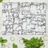 白黒抽象芸術パターン キッチンタオル (折り畳み)