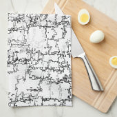 白黒抽象芸術パターン キッチンタオル (四つ折り)
