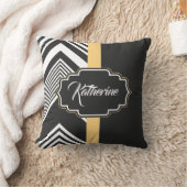 白黒抽象芸術パターン クッション (ブランケット)