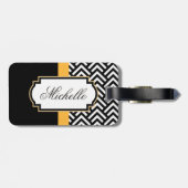 白黒抽象芸術パターン ラゲッジタグ (裏面横)