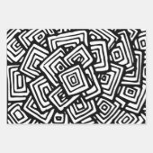 白黒抽象芸術パターン ラッピングペーパーシート (正面3)