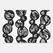 白黒抽象芸術パターン ラッピングペーパーシート (正面3)