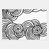 白黒抽象芸術パターン ラッピングペーパーシート (正面2)