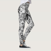 白黒抽象芸術パターン レギンス (右)