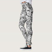 白黒抽象芸術パターン レギンス (左)