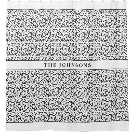 白黒抽象芸術ファミリシャワーカーテン シャワーカーテン (正面)