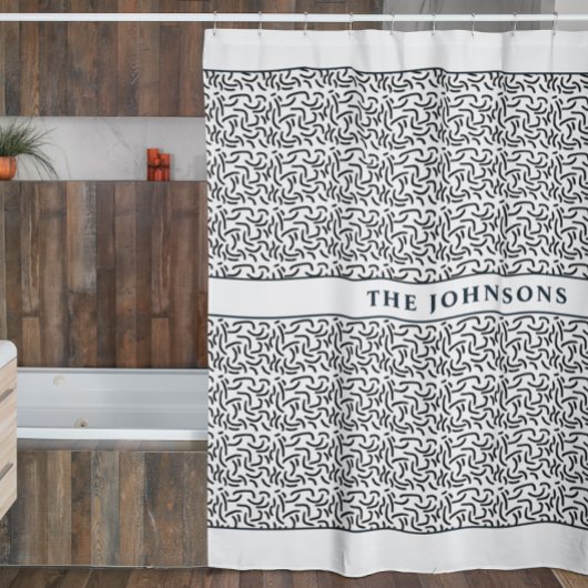 白黒抽象芸術ファミリシャワーカーテン シャワーカーテン