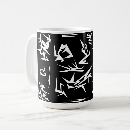 白黒抽象芸術ファンキー コーヒーマグカップ (正面左)
