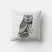 白黒抽象芸術フクロウ クッション (正面)