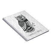 白黒抽象芸術フクロウ ノートブック (右側)