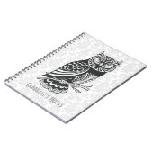 白黒抽象芸術フクロウ ノートブック (左側)