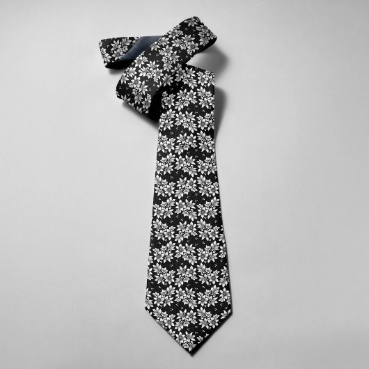 白黒抽象芸術フローライラストレーションアート ネクタイ