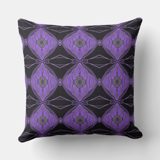 白黒抽象芸術フローラダイヤモンドPIllow クッション (裏面)