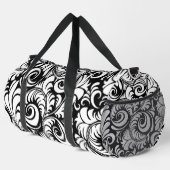 白黒抽象芸術フローラプリントラージダッフルバッグ ダッフルバッグ (右コーナー)