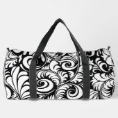 白黒抽象芸術フローラプリントラージダッフルバッグ ダッフルバッグ (裏面)