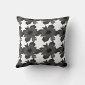 白黒抽象芸術フローラルパターン クッション (裏面)