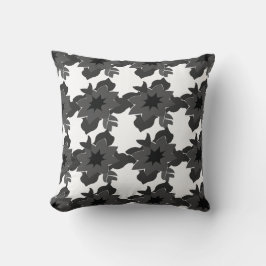 白黒抽象芸術フローラルパターン クッション