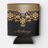 白黒抽象芸術フローラ 缶クーラー (正面)