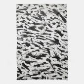 白黒抽象芸術ブラシストロークの芸術 キッチンタオル (縦)