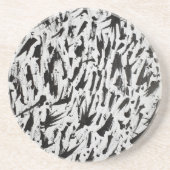 白黒抽象芸術ブラシストロークの芸術 コースター (正面)