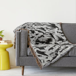 白黒抽象芸術ブラシストロークの芸術 スローブランケット