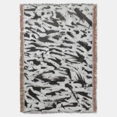 白黒抽象芸術ブラシストロークの芸術 スローブランケット (正面縦)