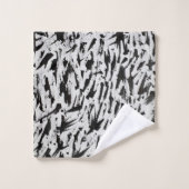 白黒抽象芸術ブラシストロークの芸術 バスタオルセット (ウォッシュタオル)