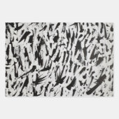 白黒抽象芸術ブラシストロークの芸術 ラッピングペーパーシート (正面3)