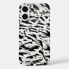 白黒抽象芸術ブラシストロークの芸術 iPhone 16ケース