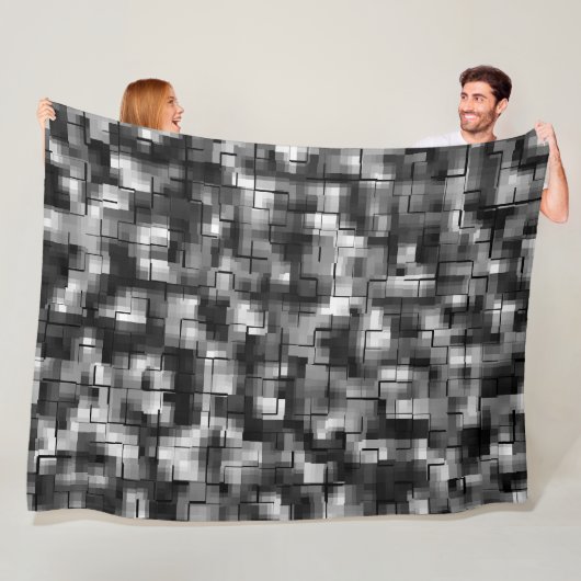 白黒抽象芸術プレイド フリースブランケット (インサイチュ)