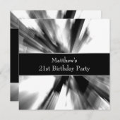 白黒抽象芸術マン21歳の誕生日 招待状 (正面/裏面)