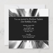 白黒抽象芸術マン21歳の誕生日 招待状 (裏面)