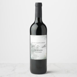 白黒抽象芸術ミセス結婚ズ ワインラベル