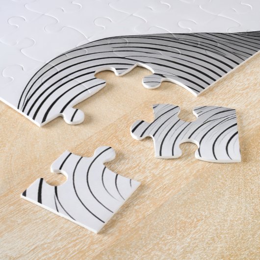 白黒抽象芸術モダンの考え女性 ジグソーパズル (側面)