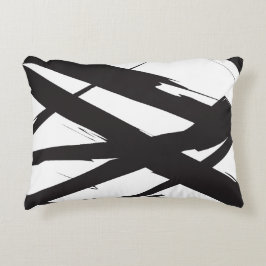 白黒抽象芸術モダンアートライン装飾 アクセントクッション