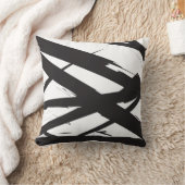 白黒抽象芸術モダンアートライン装飾 クッション (ブランケット)